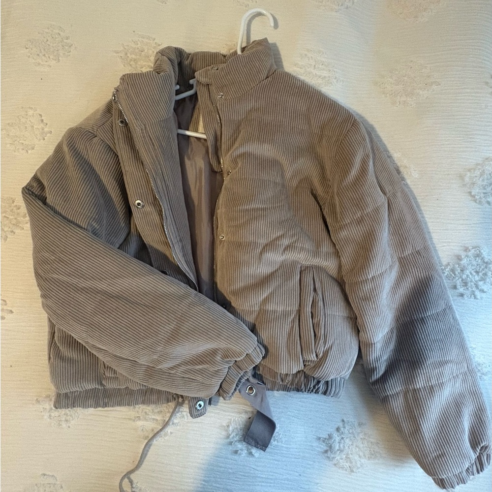 Ashley By 26 International Corduroy Puffer Jacket - Gray